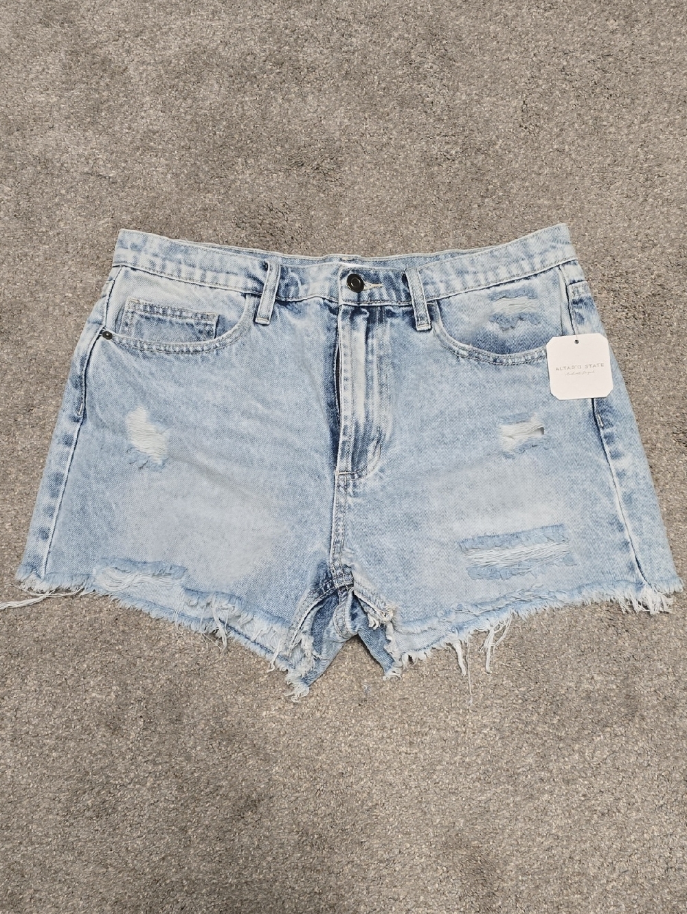 Altar'd State Light Wash Distressed Denim Cutoff Shorts
